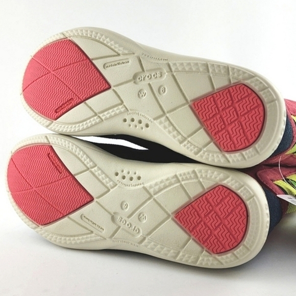 Crocs Adela Women's Foldover Fuzz  Leather Boots Pink Poppy Stucco Navy Size 6 - Picture 9 of 15